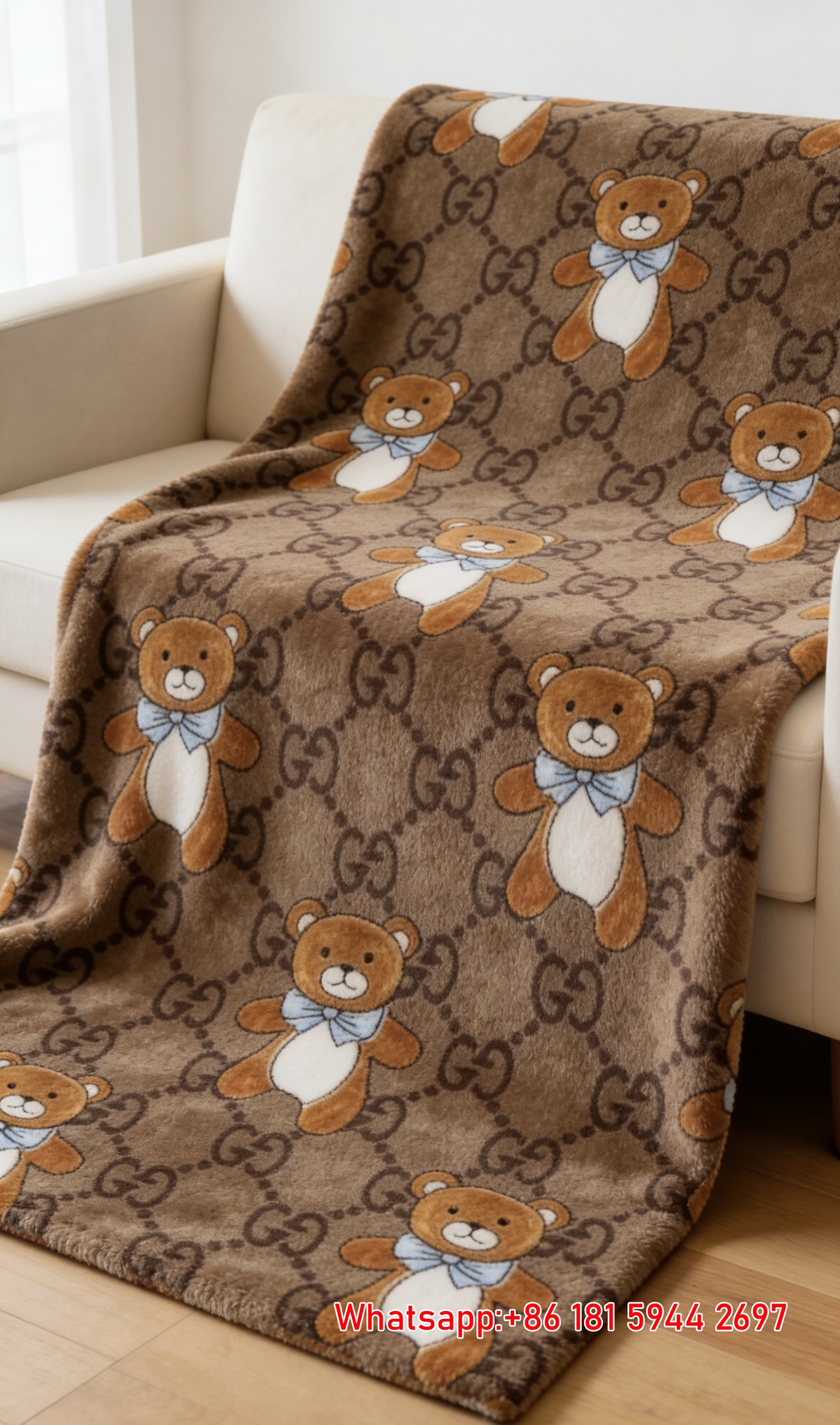 Gucci Teddy Bear Monogram Throw Blankets IMG_2972